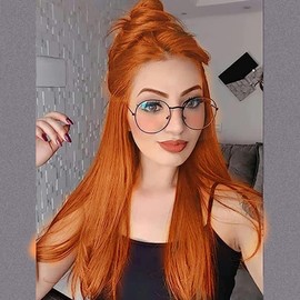 AFBeauty Ginger Orange Lace Front Wigs Long Straight Glueless Lace Wig Synthetic Heat Resistant Fiber Real Hair Wig Natural Hairline Colorful Gonger Colored Wigs for Women 24 Inch