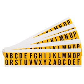 Brady 1520-LTR KIT Vinyl A Thru Z Letter Label, 0.75" Height x 0.56" Width, Black/Yellow