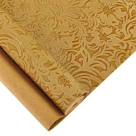 12 X 53 Inch Embossed Faux Leather Roll Vintage Flower Textured Synthetic Leather Fabric for DIY Sewing Crafts Jewlery MakingColor: 412143-14