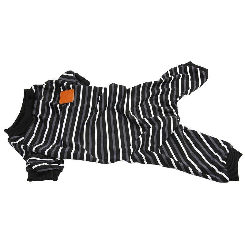Dog Pajamas Warm 4 Legged High Collar Soft Stretchy Striped