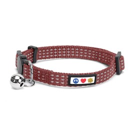 Pawtitas Reflective Cat Collar with Safety Buckle and Removable Bell Cat Collar Kitten Collar Brown Cat Collar