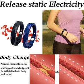 Easkite Anti Static Wrist Strap,Adjustable Anti Static Wristband Improve Sleep,Balance Winter Electrostatic Removal Bracelet Elimination Discharge for Men and Woman 2Pack