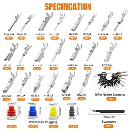 mankk 755PCS Automotive Electrical Pin Connector Terminal Pins Kit 1/1.5/1.8/2.2/2.8/3.5mm Male Female Crimp Pins Car Electrical Wire Terminal Non-Insulated Plug Terminals Removal Tool Kit