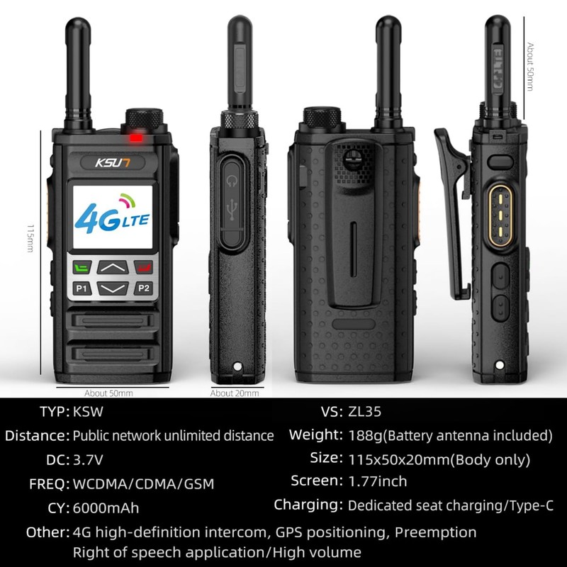 KSUN ZL35 4G Network Radio WiFi Walkie Talkie Long Range
