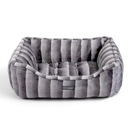NANDOG Cloud Prive Collection Washable Cat and Dog Bed for Small to Medium Breeds – Made of Ultra Soft Micro Plush Fabric – Reversible Design with Double-Stitched Seams (Gray Chinchilla, Prive 25”)