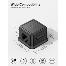 12 Pack Cord Organizer Magnetic Cable Clips Adhesive Cable Management Phone Wire Holder Keeper Organizer for Home Office Desk Car Nightstand, Black