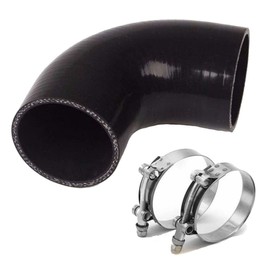 AotoKoop Universal 4-Ply High Performance 90 Degree Elbow Coupler Silicone Hose ID 4" (102mm), Leg length 5" (125mm) with T-Bolt Clamps 2pc-Black