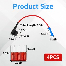 4-Pack Add a Circuit Adapters, Micro 3 Fuse Tap Expandable Blade Style 12V Fuse Holders for Underglow Lights