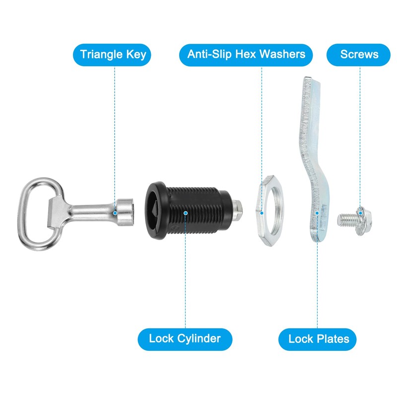 PATIKIL 三角形カムロック 2個入りクロムメッキされた管状キャビネット引き出しロック 1-1/4" シリンダー長さ 1-1/16" 厚パネルに適合 小さな鍵付き 電気キャビネット 水道メーター