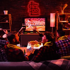 Baseball Team Neon Sign, Cool Dimmable Light Up Team Logo Hanging USB Powered for Wall Decor, Man Cave, Bedroom, Game Room Decor, Birthday Christmas Merch Gift for Boys Fans (Cardi)