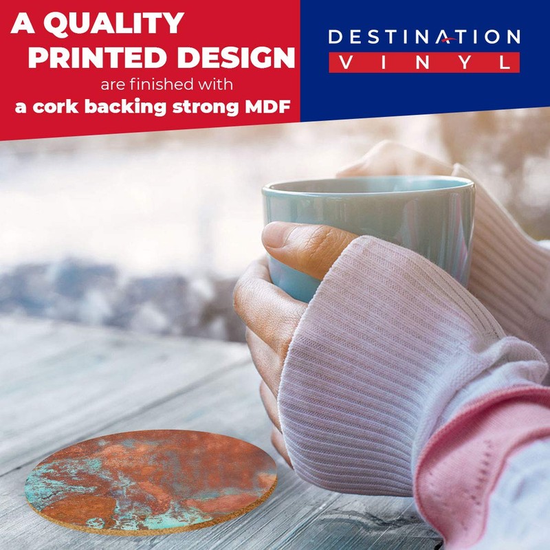 2 x Round Coasters - Rusty Effect Aged Copper Style