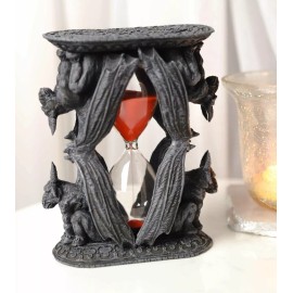 Gothic Guardian Winged Ram Gargoyles Celtic Clover Pillar Sand Timer Figurine