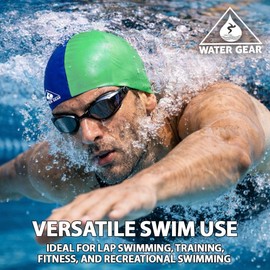 Water Gear Jazz Silicone Swim Cap - Flexible Unisex - Great for Short and Long Hair - Improve Your Performance