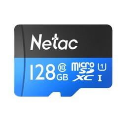 NETAC P500 128GB UHS-1 U1 MICRO SDHC CARD + SD ADAPTOR, 80MB/S