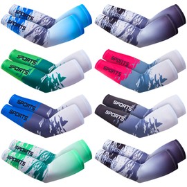 Zhanmai 8 Pairs UV Sun Protection Arm Sleeves for Men Women Cooling Arm Cover Compression Arm Sleeves(X-Large)