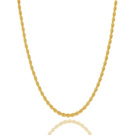 ASDULL 925 Sterling Silver Clasp 2.5mm Rope Chain Necklace for Men Gold Link Chain Necklace for Women 16 Inches