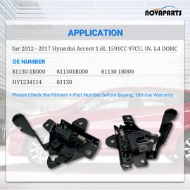 NOVAPARTS Hood Lock Latch Assembly 81130-1R000 for 2012 2013 2014 2015 2016 2017 Hyundai Accent 811301R000