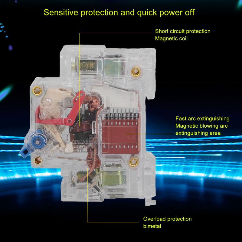 Circuit Breaker Transparent 1P Sensitive Operation ABS Circuit Breaker 230V