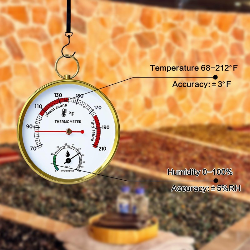 ASIJUNTYECHO 2-in-1 Sauna Thermometer Fahrenheit Humidity Gauge