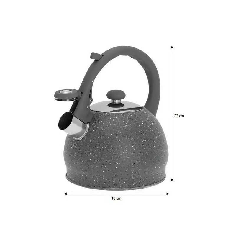 Luckyberg Modern Marble Tea Kettle, Induction, Stainless Steel Whistling Kettle,
