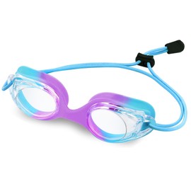 Kids Swim Goggles with Bungee Strap - No Leaking Anti Fog Toddler Goggles with Quick Adjust Ages 3-14 for Boys Girls (Blue Purple)
