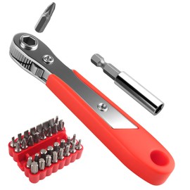 Ratschenschlüssel Magnetisch Ratschen Wendeschrauber 33 IN 1 Mini-Ratschen-Schraubendreher-Bits mit Torx, Sechskant, Phillips,Schlitz, Vierkant, Pozidriv Klein-Ratschenset für Autos,Fahrrad,Häuser,DIY