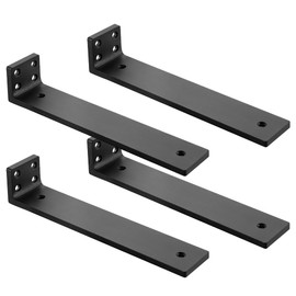 Floating Shelf Brackets 10 inch, Heavy Duty Wall Shelf Bracket 4 Pack for Shelves Support, Hidden Metal L Brackets with Mounting Hardware (1/5'' Thick)