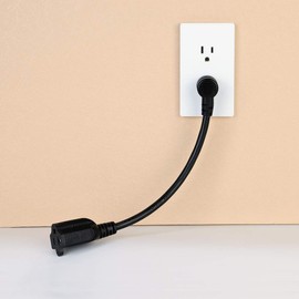 PluGrand 1-Foot Down Angle 15 Amp Household AC Plug to 20 Amp T Blade Adapter Cable，14AWG 1-Foot 20 to 15 Amp Adapter Cord Nema 5-15P to 5-15R/5-20R 20Amp Comb AC Power Cord,15a to 20a Adapter Black