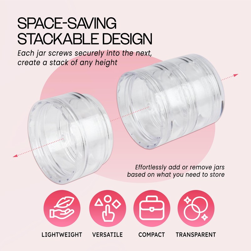 1 Column (6pcs) - Beauticom 10G/10ML Transparent Stackable Jars -