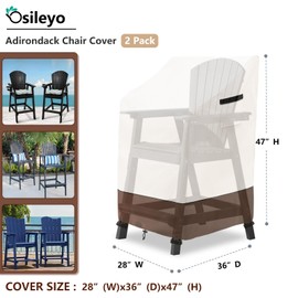 Osileyo Stackable Patio Chair Covers Waterproof Patio Furniture Covers, 28 W x 36 D x 47 H InchesFits for 4-6 Stackable Dining Chairs 2 Pack (Beige & Brown)