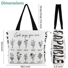 LOCKASEN Bible Verse Canvas Tote Bag - Christian Floral Reusable Shopping Bag with Zipper, Inspirational Tote for Women, Sturdy Canvas Bags with Handles for Groceries, Work, and Everyday Use