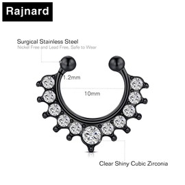 Rajnard Fake nasenpiercing Ohr Manschette schwarz Nicht Piercing Clip auf Knorpel Ohrringe Edelstahl Piercing Cartilage Nasen Septum Hoop für Männer Damen 15pcs