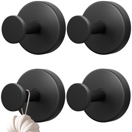 Bangbobi Saughaken Extra Stark 4 Stück Schwarz, Saugnapf Haken Handtuchhalter für Badezimmer Küche - Ohne Bohren, Klebehaken Wandhaken Glas