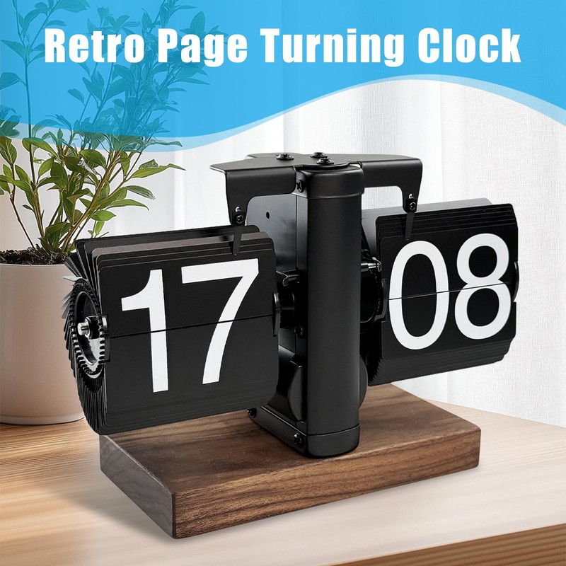 Digital Folding Clock, Retro Automatic Mechanical Flip Clock with Secure