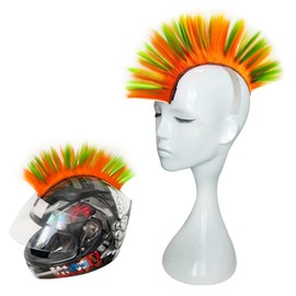 HHongJM Mohawk for Helmet Wigs Hair Helmet Mohawk Decoration Hawk for Motorcycle Bicycle Snowboarding Skiing Biking Cycling Helmets Orange with Green Color (Helmet Not Included)