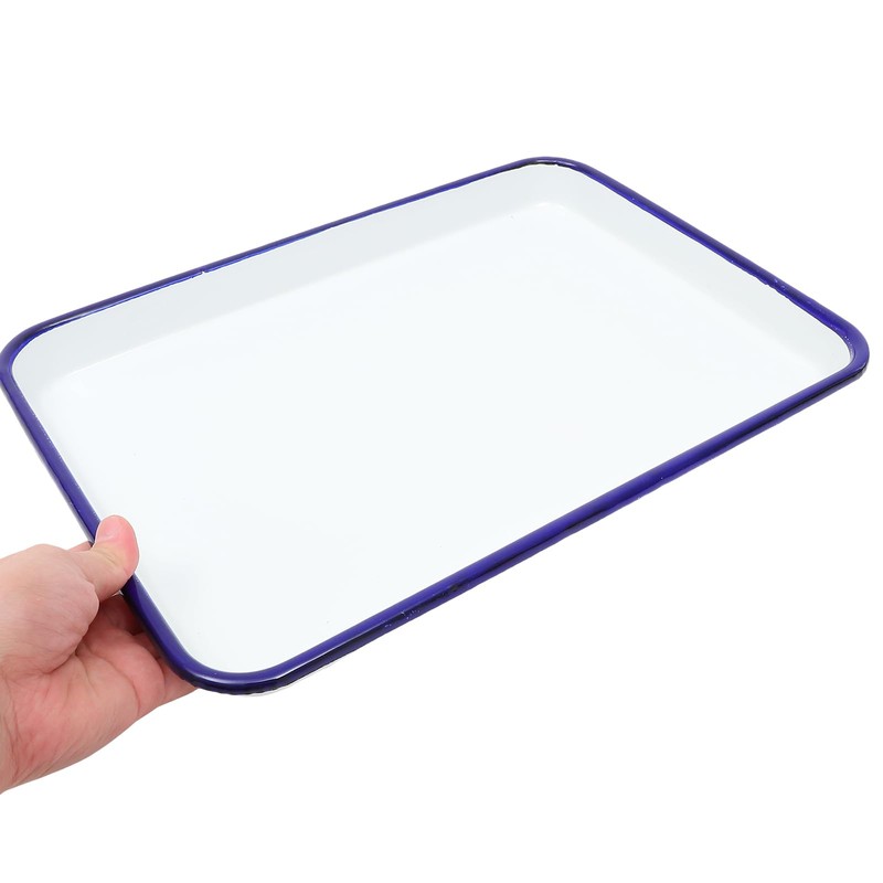 Kichvoe White Enamel Baking Cookie Sheet, Enamelware Roll Pan Ceramic