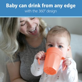 Dr Brown's Milestones Cheers 360 Cup Spoutless Transition Cup with Handles for Easy Grip and Leak-Free Learning, 7 oz/200 mL, 6m+
