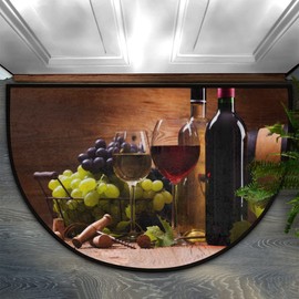 DXTDDBD Red White Grapes Wine Half Round Door Mat Indoor Entrance Mat, Absorbent Doormats Area Rugs Non-Slip Semi Circle Floor Mats for Home Kitchen 16x24 Inch