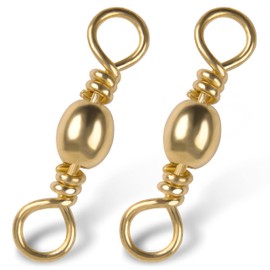 SILANON Barrel Swivels Fishing Saltwater - 60pcs 120pcs Copper Strong Golden Swivels with Solid Ring for Freshwater Fishing Tackle Sizes 1 2 6 8 10(6# 120pcs)