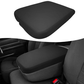KBH Center Console Armrest Cover Replacement for Dodge Ram 2002 2003 2004 2005 2006 2007 2008, Jump Seat, Vinyl Leather, Black (Leather Part Only)