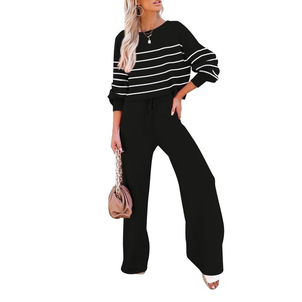 Pink Queen Two Piece Outfits for Women Lounge Sets Striped