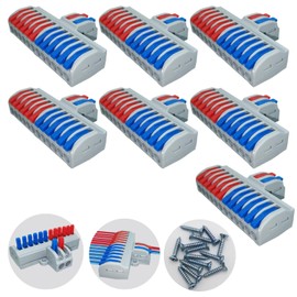 Cable Connection Clamp, 2 Pure 12 Out Connection Terminals with Lever, Compact Terminals 7 Pieces, CTRICALVER Lustre Terminals Pluggable for Circuit Inline