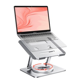 Sopholid 360° Swivel Laptop Stand - 2.5mm Heavy-Duty Aerospace Aluminum, Adjustable Height & Angle, Sturdy Yet Lightweight，Ergonomic Desk Mount for 10-17" MacBook/Dell/HP,Silver