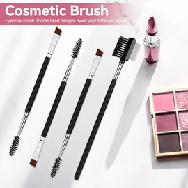 4 PCS Cepillo De Cejas, Cepillo De Pestañas De Doble Extremo Y Mango Largo Cepillos De Cejas Para Cejas Extensiones De Pestañas Difuminado De Cejas