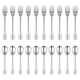 20Pcs Fork and Spoon Set 410 Stainless Steel Silverware Set Ergonomic Utensils Cute Cartoon Bear Flatware Dishwasher Safe