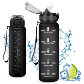 Vikaster Sports Water Bottle, Water Bottle with Straw 1000 ml, Leak-Proof, BPA-Free, Sports Bottle for Camping, Yoga, Gym, School, Outdoors