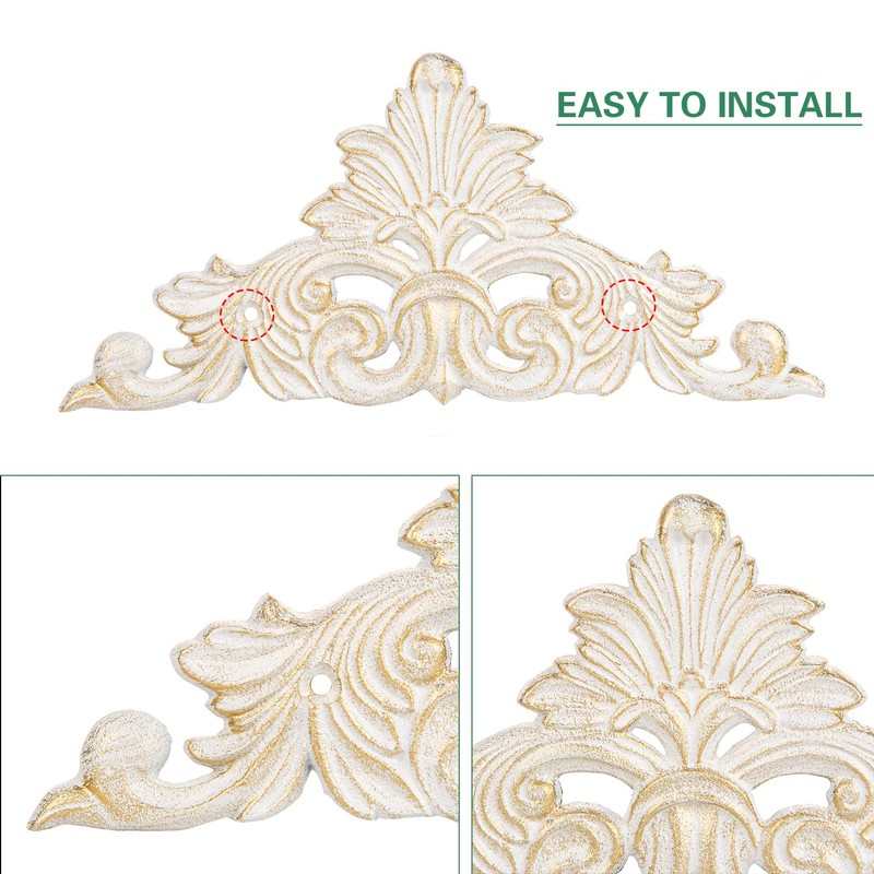 Sungmor Victorian Style Cast Iron Wall Plaque, Antique White Fleur