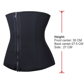 YIANNA Zip Waist Trainer for Women Latex Cincher Corset Training Body Shaper Workout Girdle Black, 2219 Size M