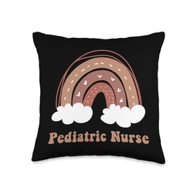 Pediatric Nurse RN Vintage Groovy Cute Pediatric Nursing RN Retro Groovy Cute and Boho Throw Pillow, 16x16, Multicolor