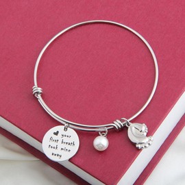 bobauna Your First Breath Took Me Away Bracelet For New Mom Jewelry (new mom bracelet)
